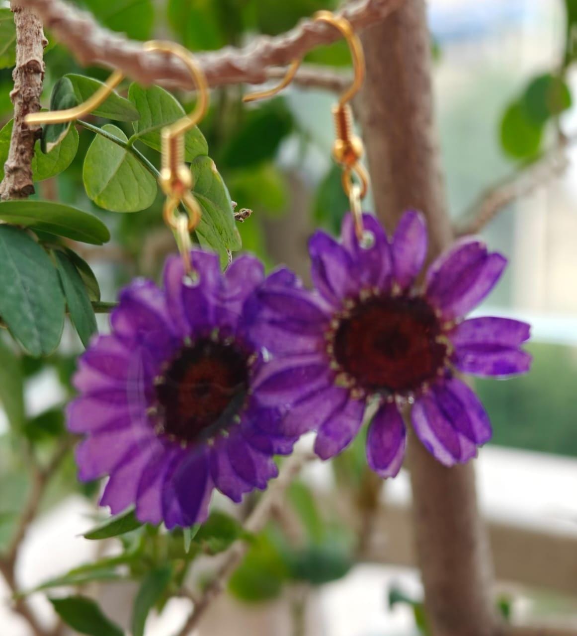 Purple Bloom Drop Earrings