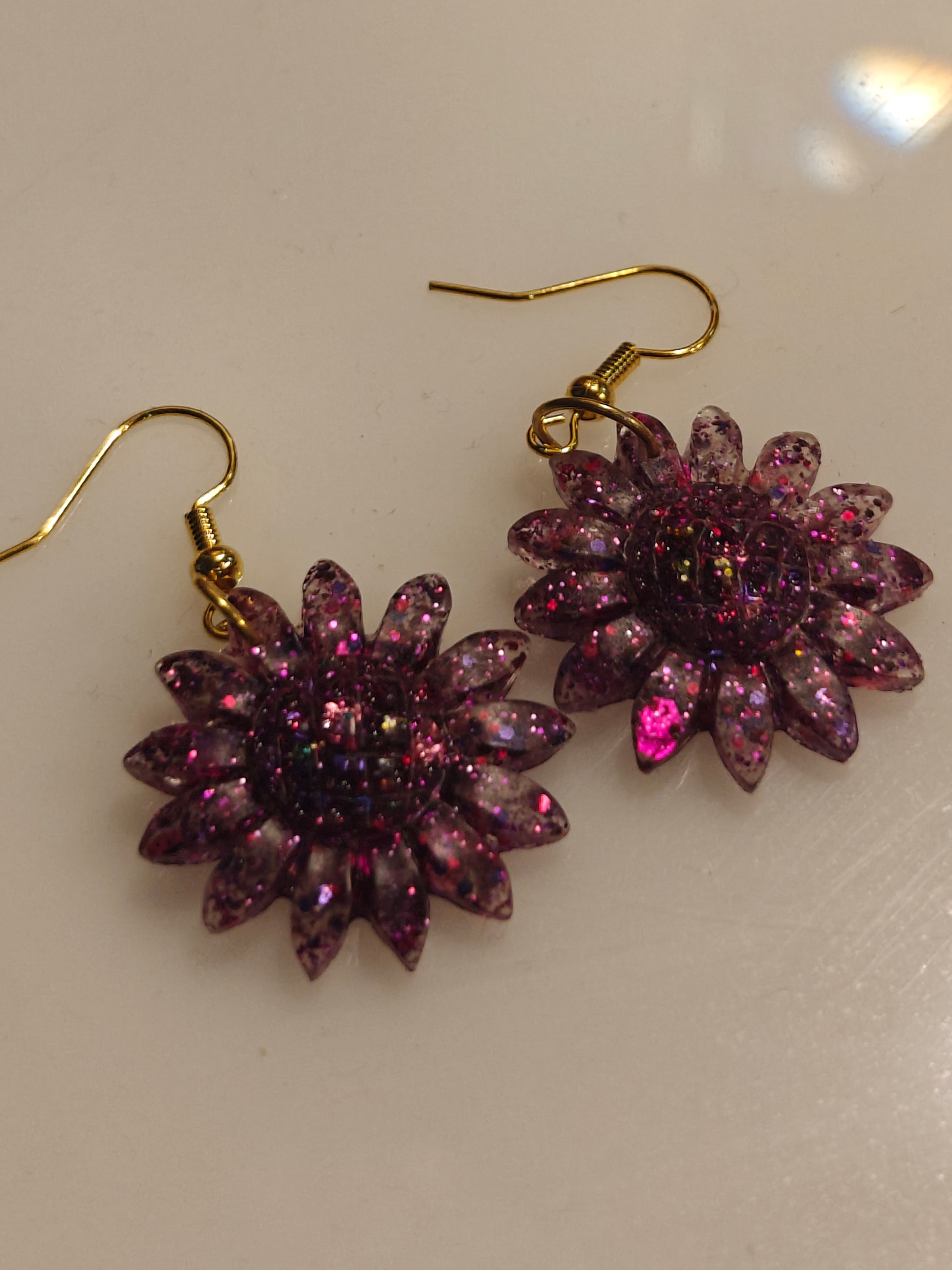 Purple Bloom Resin Flower Earrings