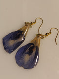 Blue Flower Resin Drop Earrings – Handmade