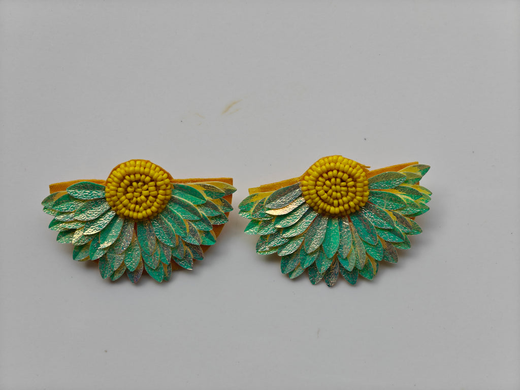 Handmade Sunflower Half Earrings | Floral Resin
