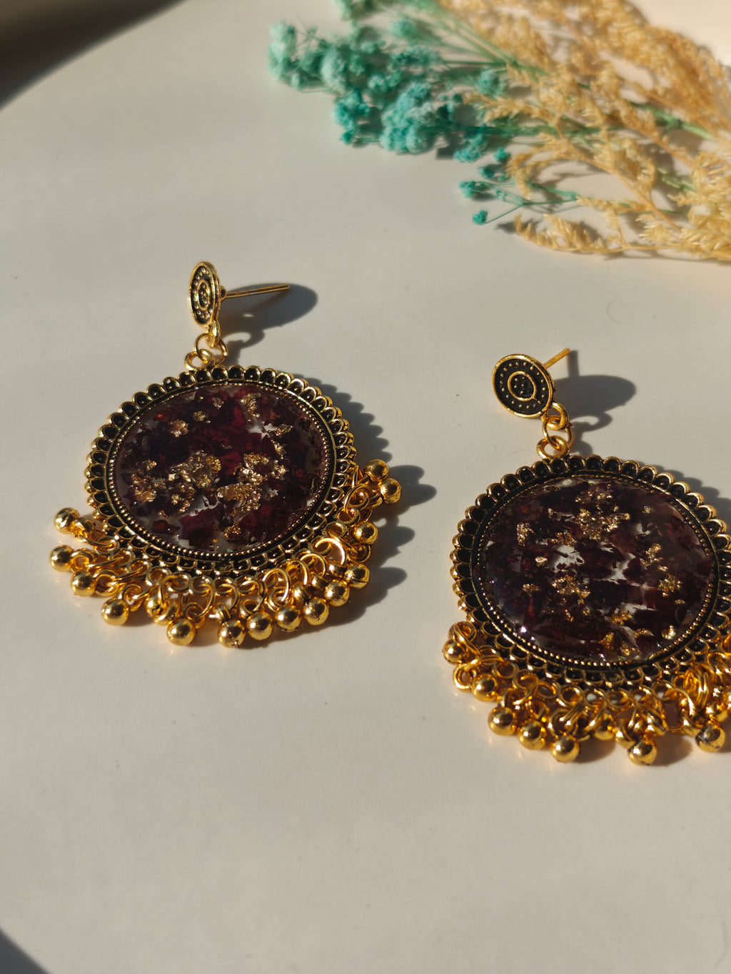 Real Rose Petal Resin Jhumka🌹