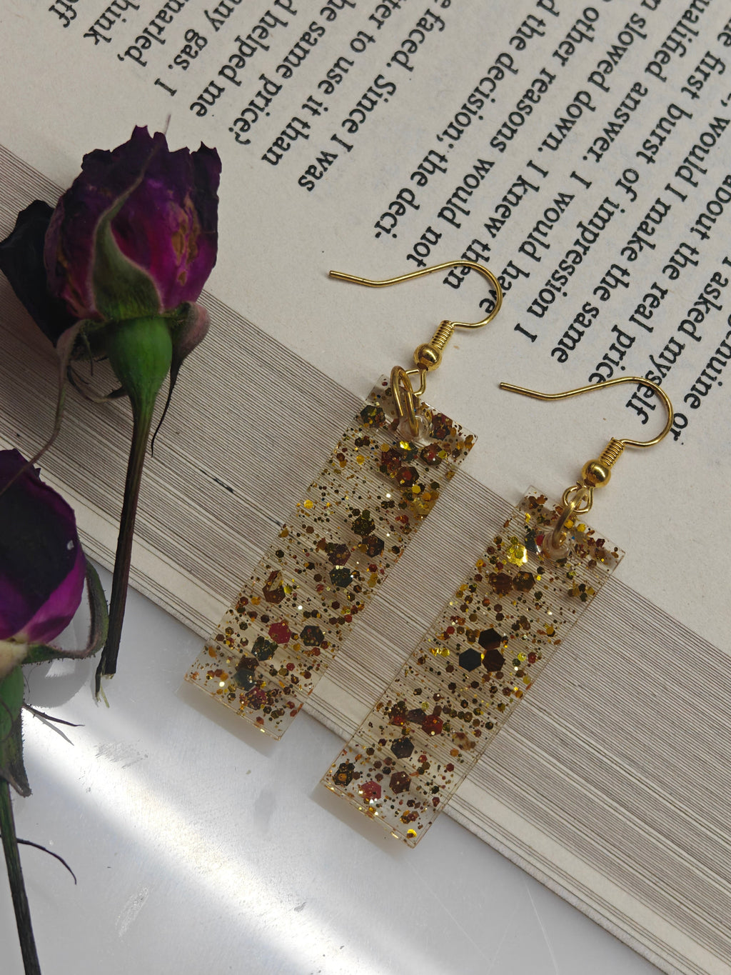 Glitter Resin Drop Earrings Handmade | Zynlee
