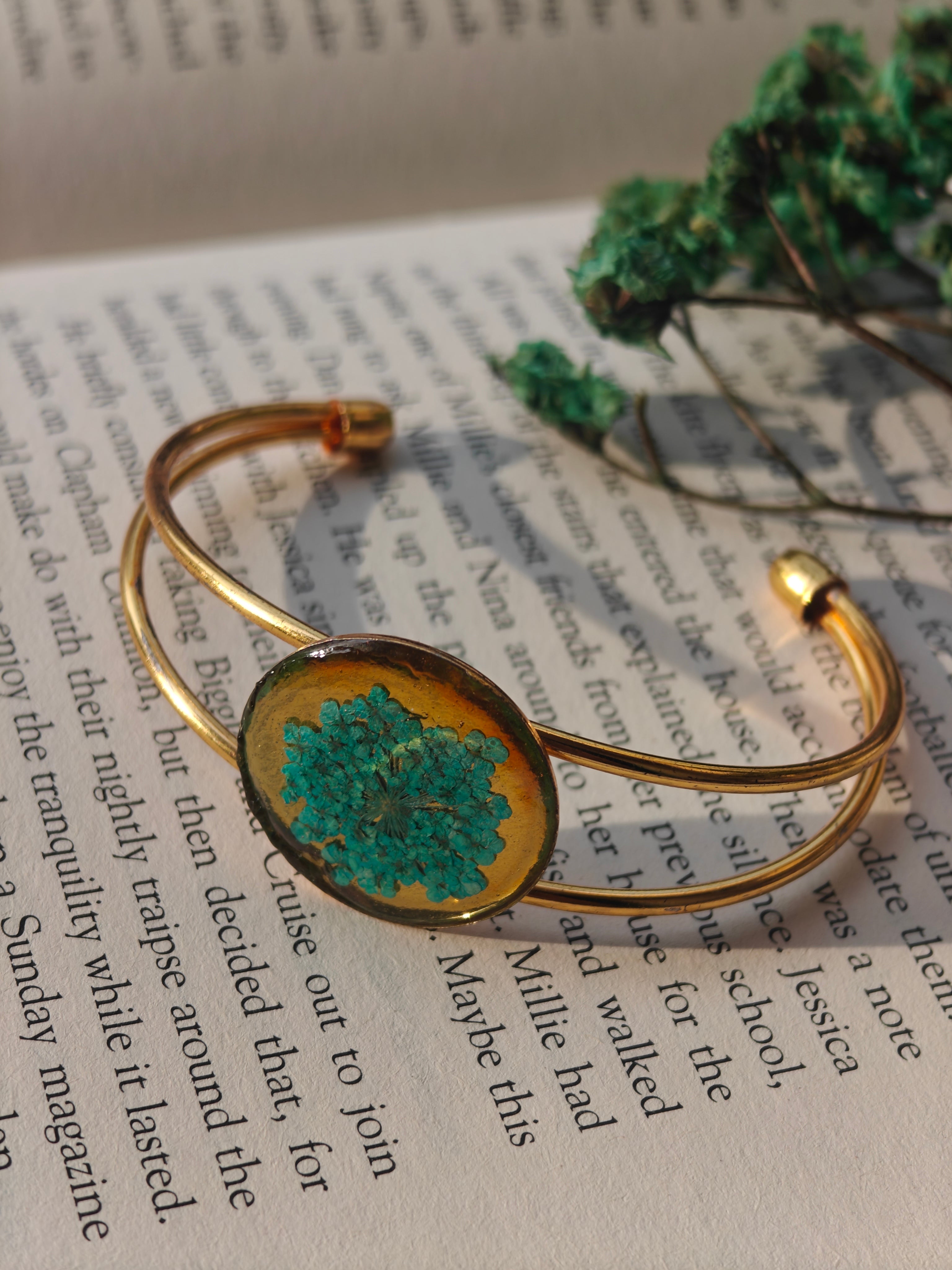 Teal Flower Resin Kada Bracelet