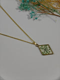 Real Flower Resin Pendant Necklace in Gold