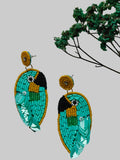 Handmade Beaded Parrot Earrings – Turquoise