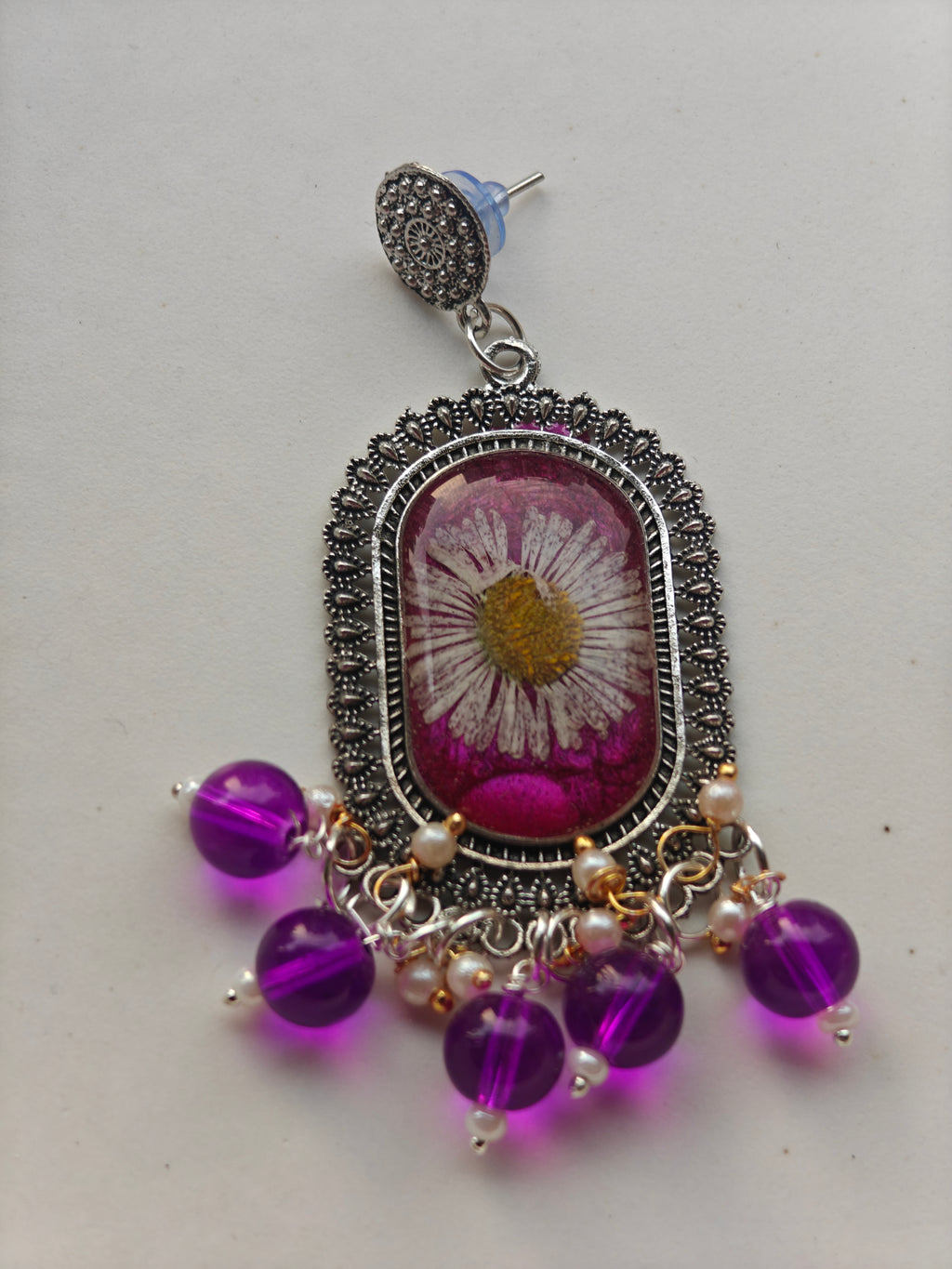 Purple Bloom Resin Flower Earrings