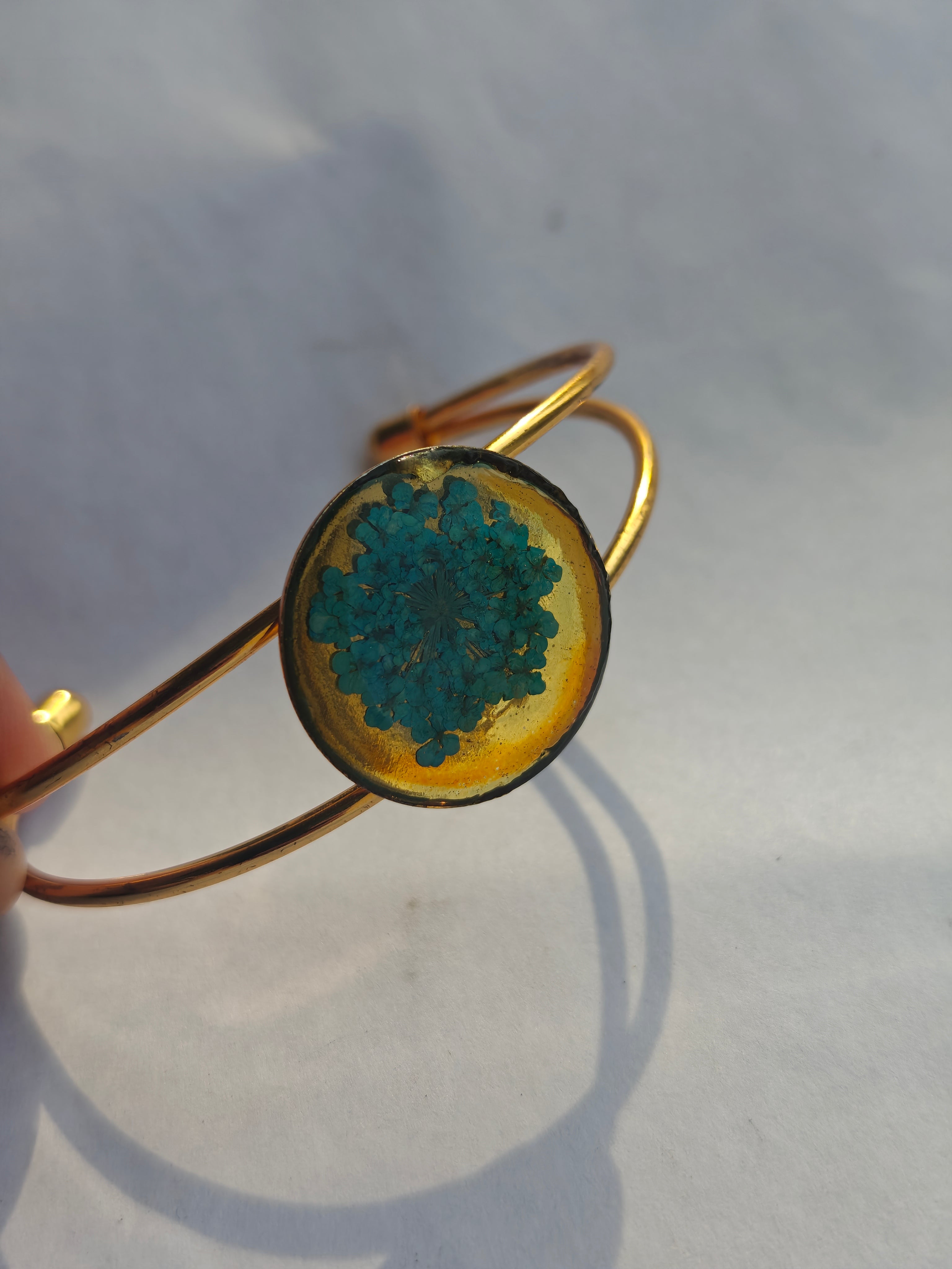 Teal Flower Resin Kada Bracelet