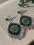 Resin Daisy Flower Jhumka Earrings – Handmade