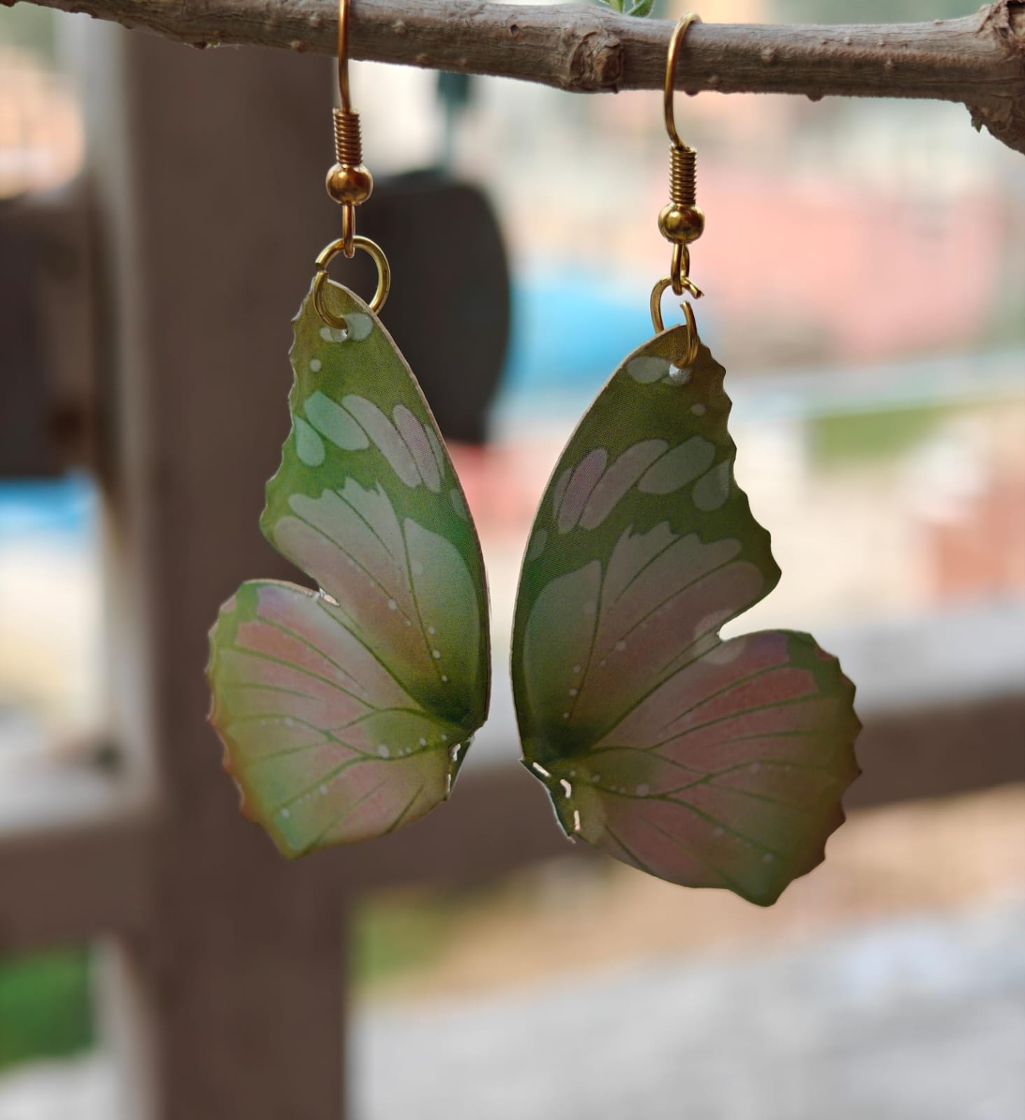 Ethereal Green Butterfly Resin Earrings
