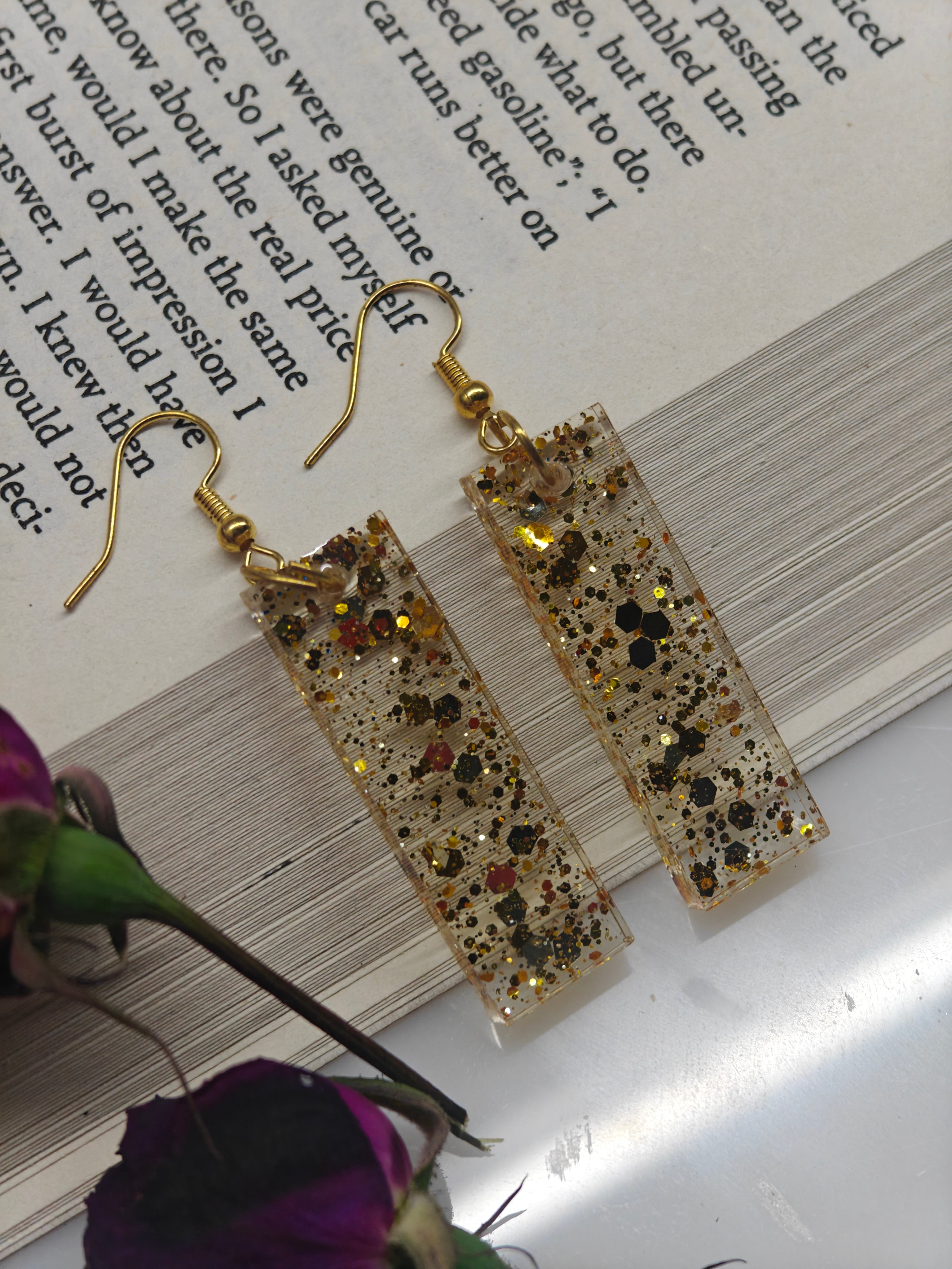 Glitter Resin Drop Earrings Handmade | Zynlee