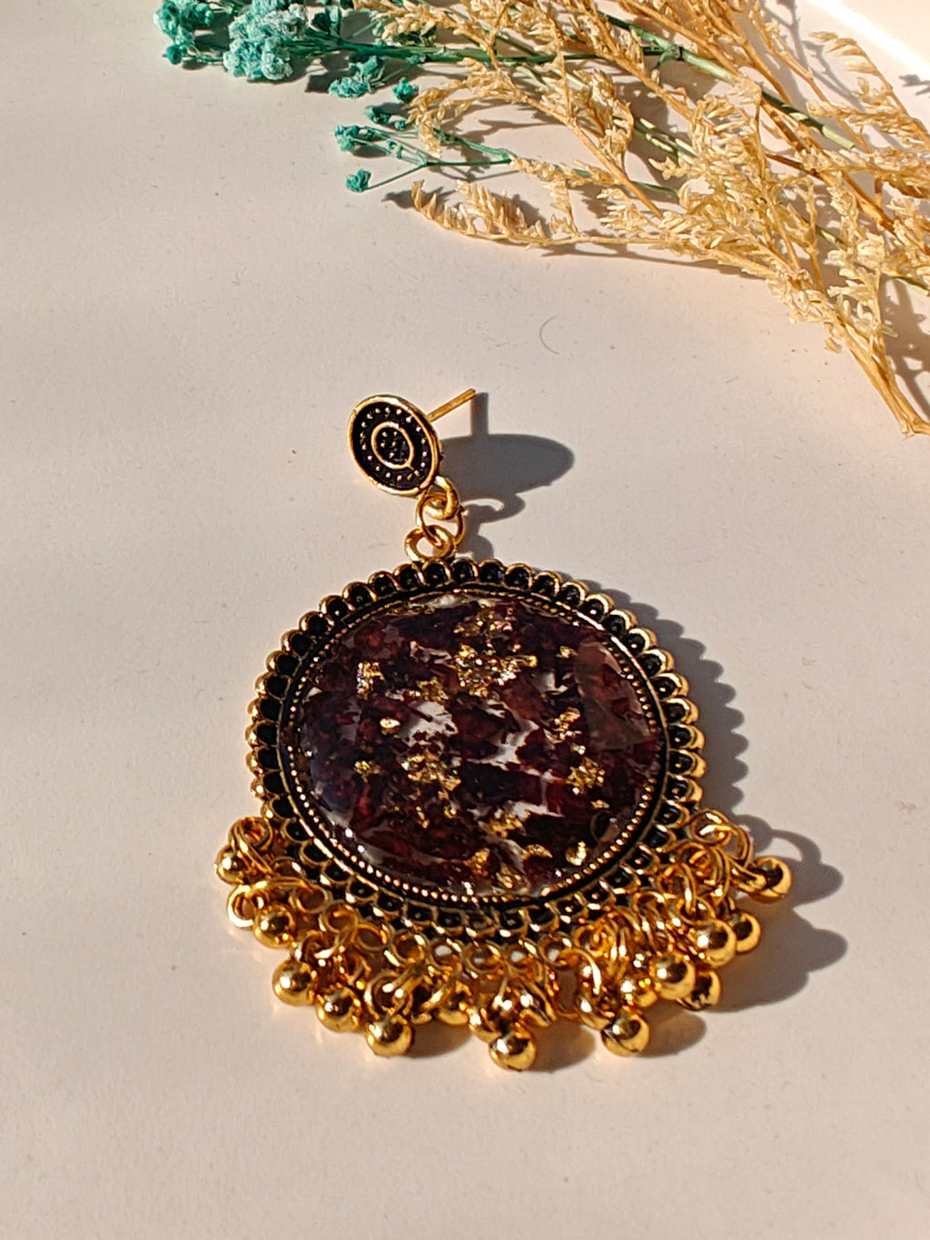 Real Rose Petal Resin Jhumka🌹