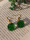Green Glitter Resin Earrings – Handmade Sparkle