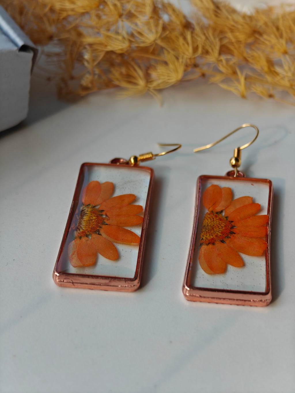 Citrus Bloom Resin Half Flower Earrings 🍊