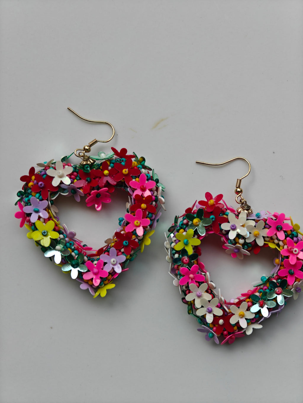 Handmade Floral Heart Resin Earrings