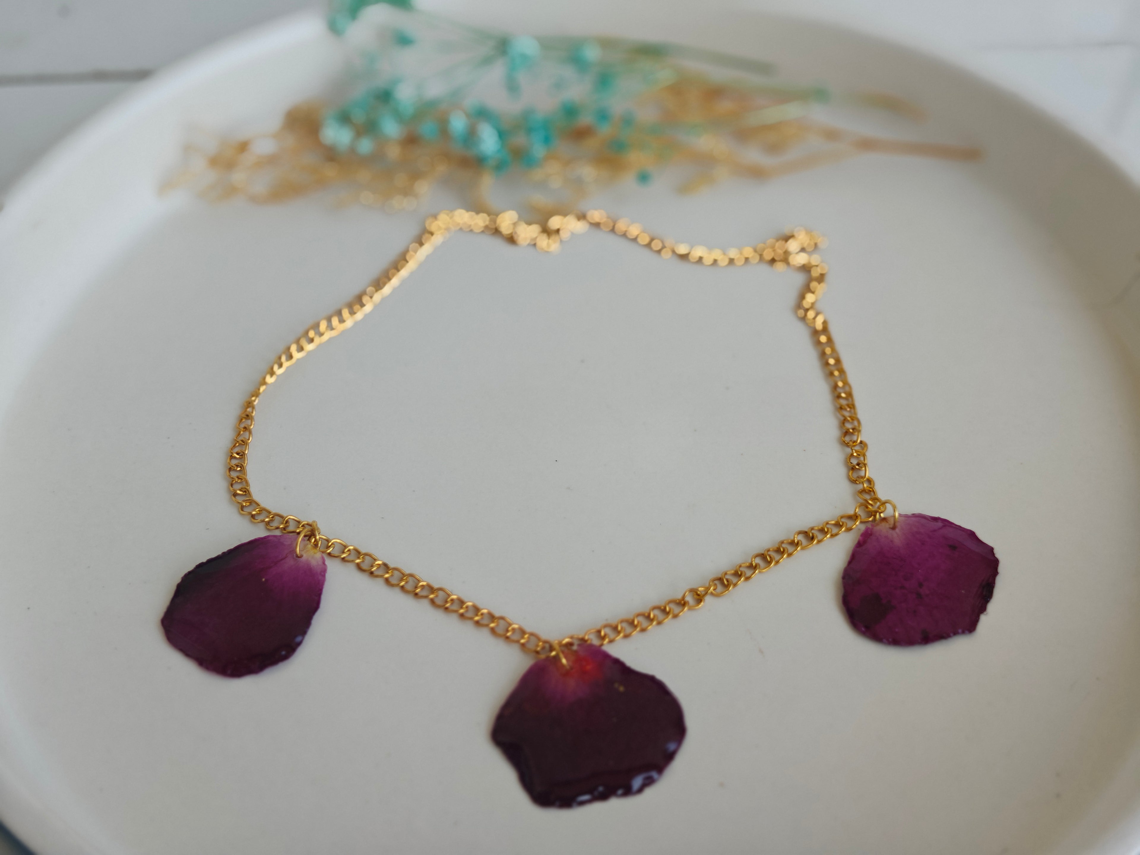 Ruby Rose Petal Charm Necklace