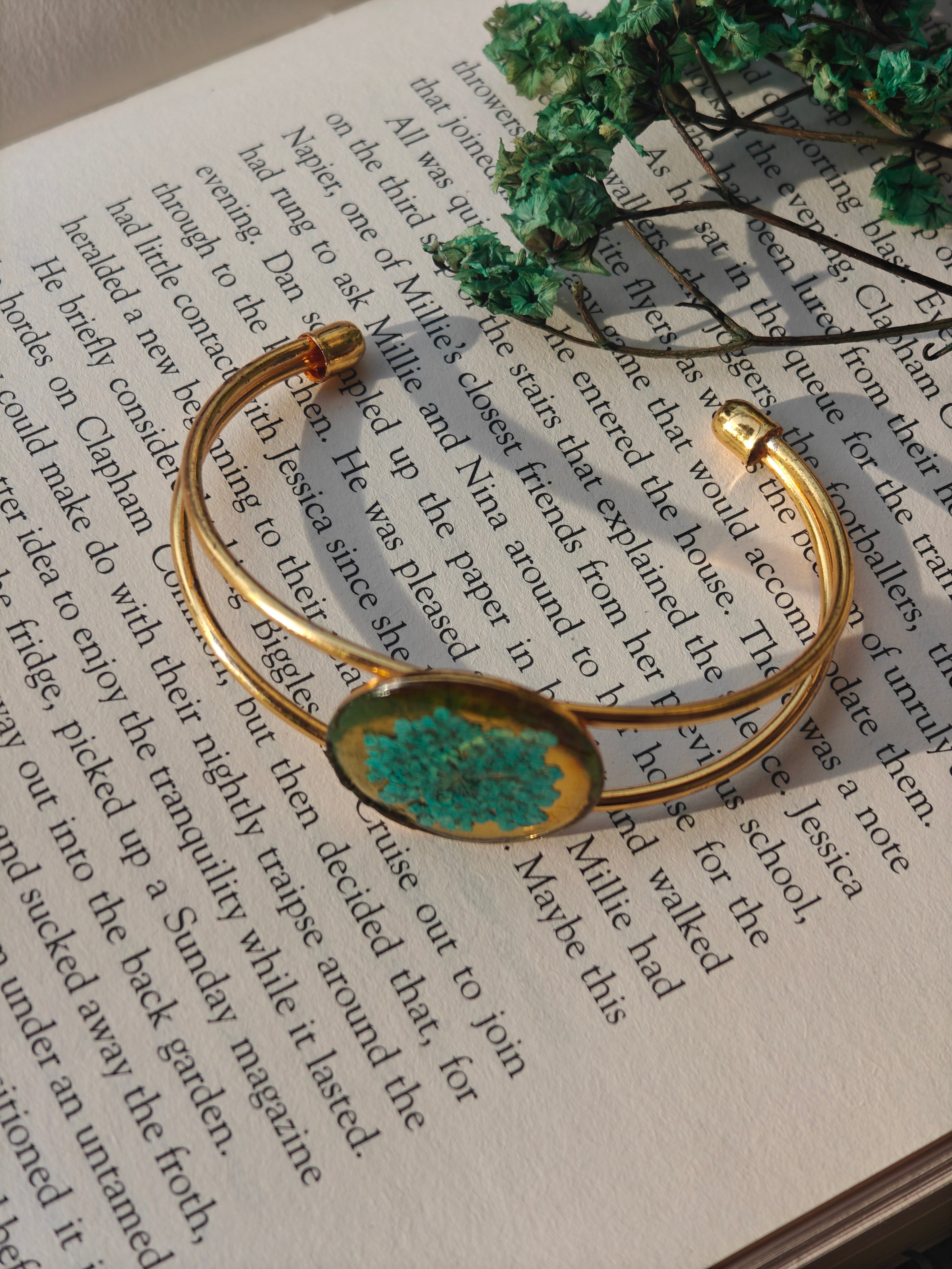 Teal Flower Resin Kada Bracelet