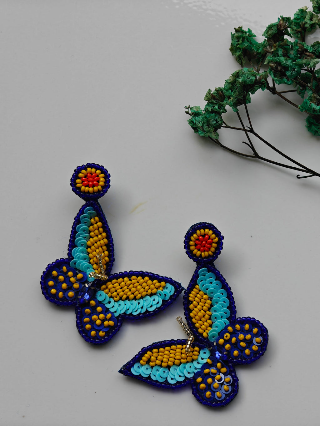 Handmade Beaded Butterfly Earrings