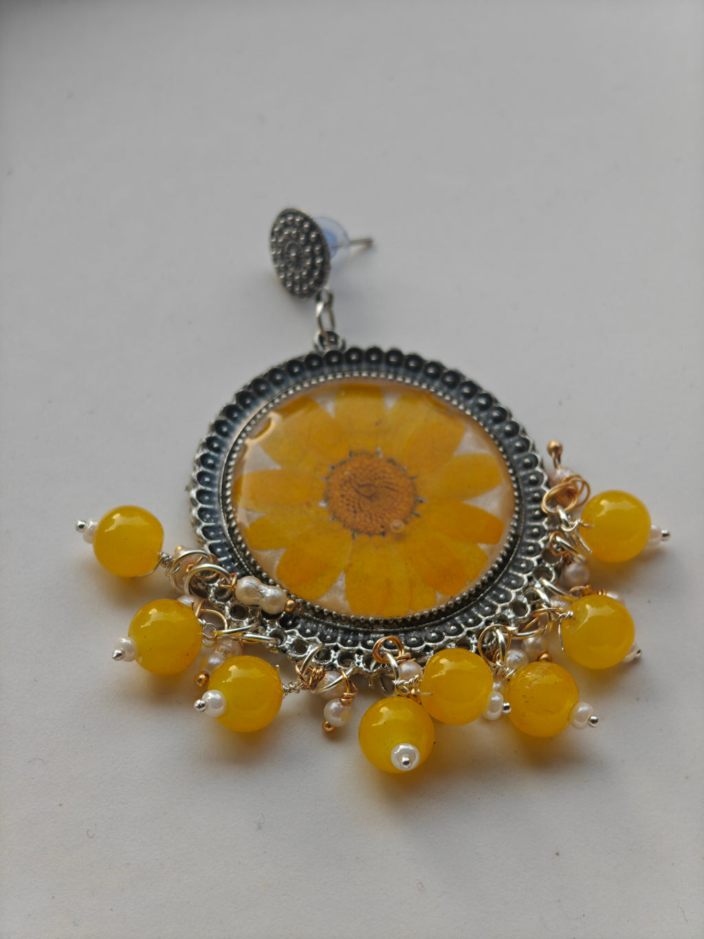 Yellow Daisy Resin Drop Earrings – Handmade Floral