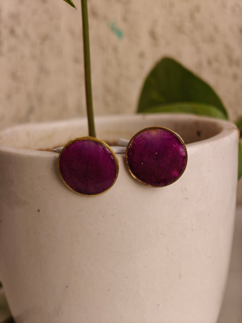 Rose Petal Resin Stud Earrings | Handmade Floral Jewelry