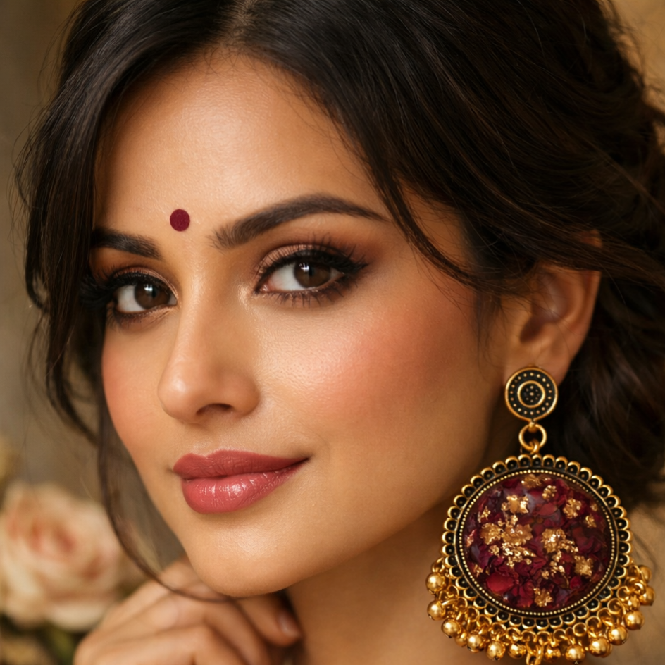 Real Rose Petal Resin Jhumka🌹