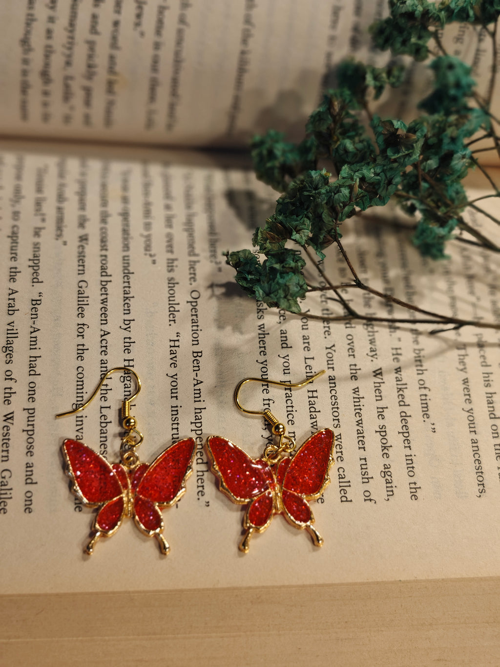 Red Resin Butterfly Earrings – Handmade