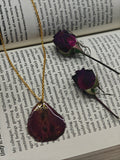 Real Rose Petal Resin Pendant Necklace