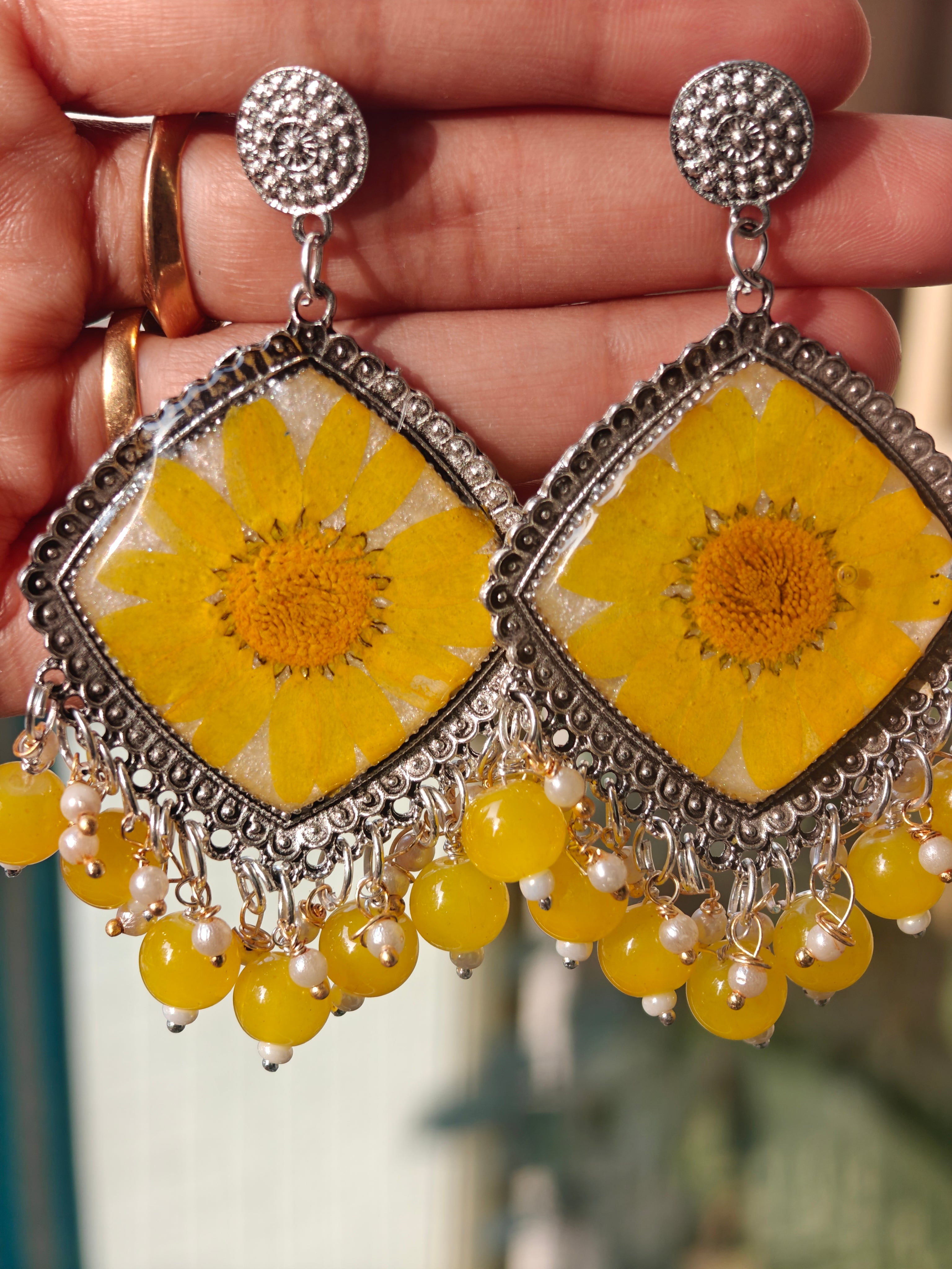 Real Daisy Resin Earrings – Bloom by Zynlee
