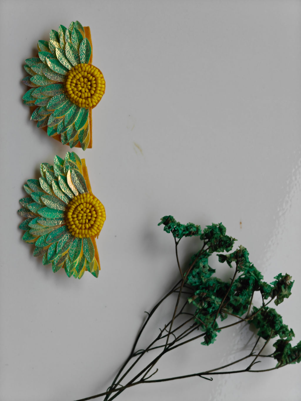 Handmade Sunflower Half Earrings | Floral Resin