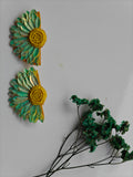 Handmade Sunflower Half Earrings | Floral Resin