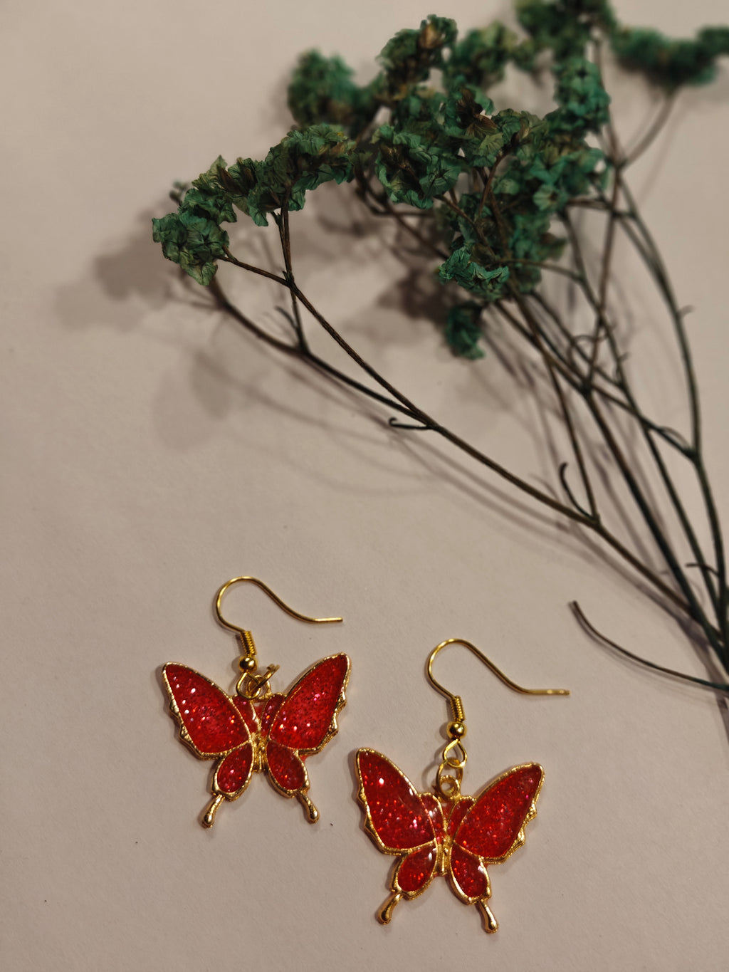 Red Resin Butterfly Earrings – Handmade
