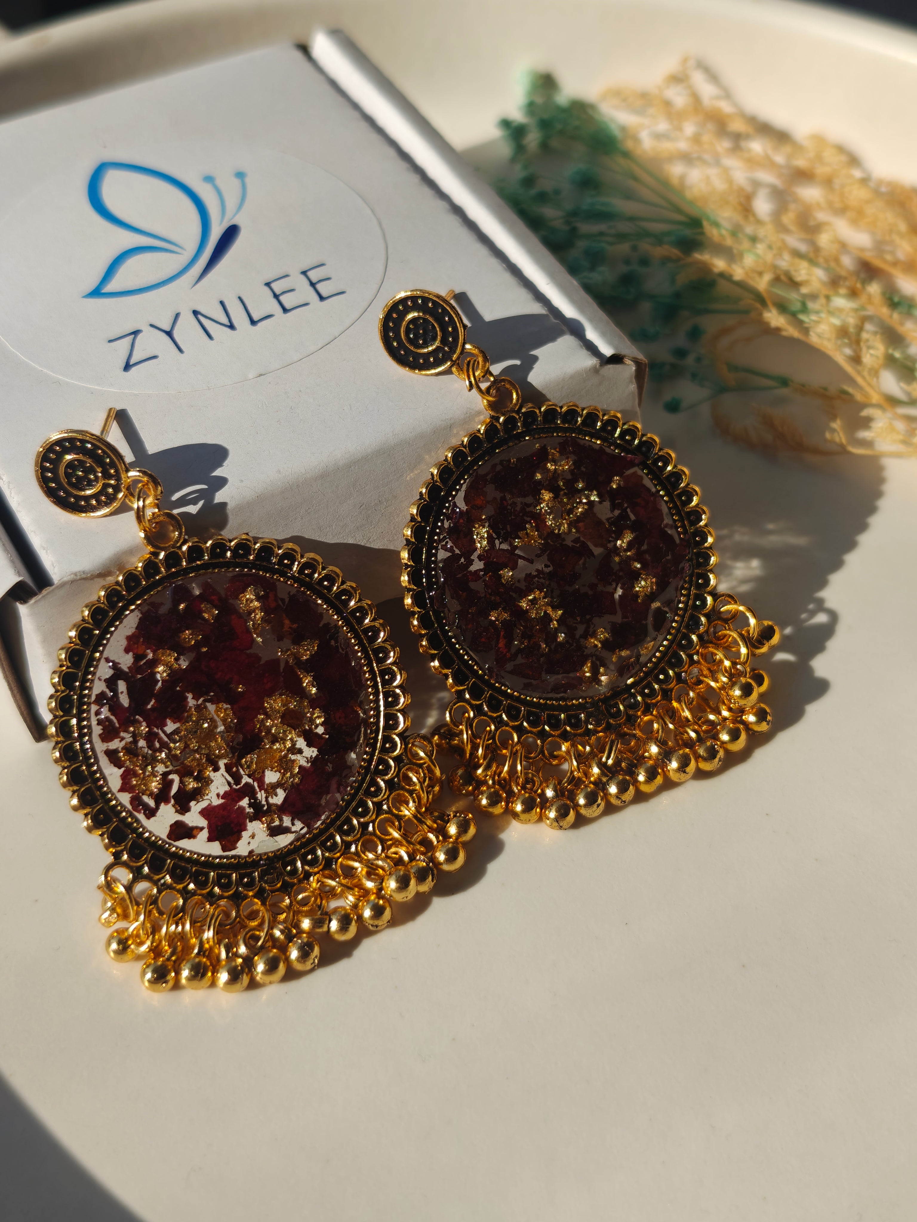 Real Rose Petal Resin Jhumka🌹