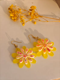 Yellow Resin Flower Earrings – Handmade Floral Jewelry
