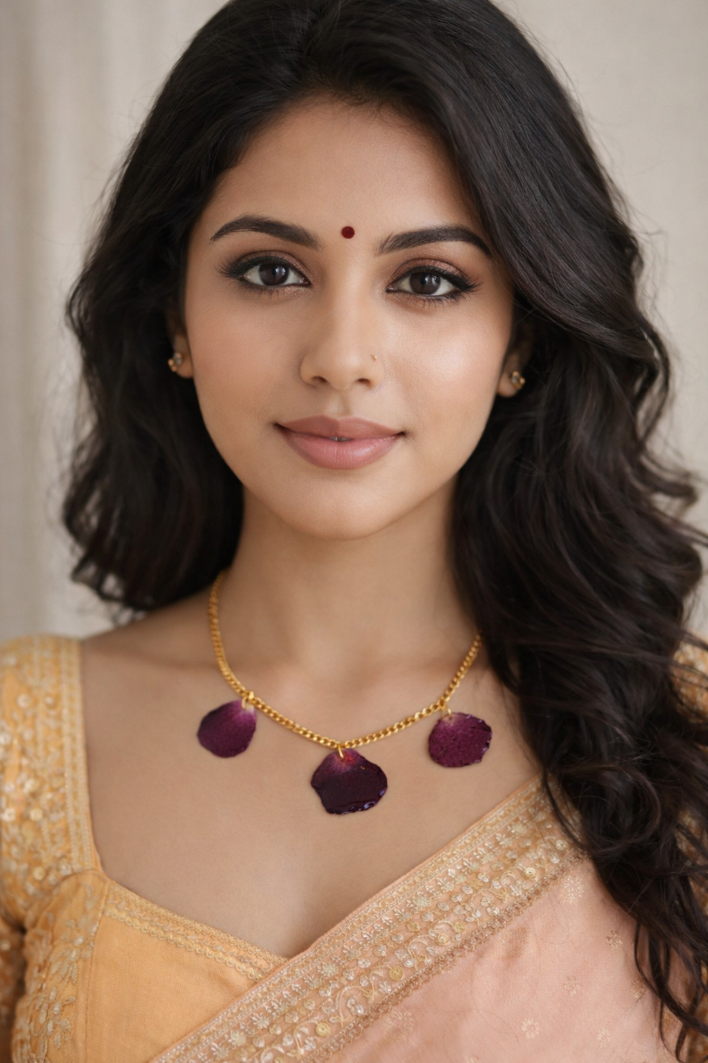 Ruby Rose Petal Charm Necklace